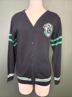 Warner Bros. Black & Green Slytherin V-Neck Cardigan
